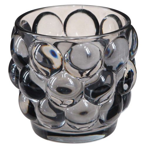 Floristik24 Portacandele portacandele in vetro grigio Ø7cm H7cm 6 pz