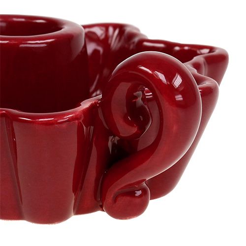 Floristik24 Candeliere in ceramica rosso Ø12cm 2 pezzi