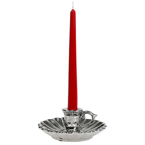 Floristik24 Candeliere Ceramica Argento Ø16cm