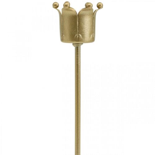 Prodotto Portacandele corona dorata, portacandele a bastone in metallo 4 pz
