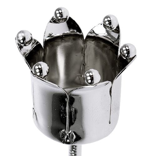 Portacandele corona argento Ø3cm H12.5cm 4 pezzi