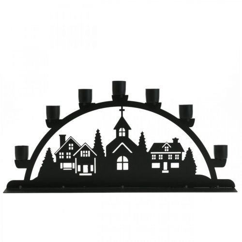 Prodotto Arco portacandele ad arco in metallo nero 40x6cm H18,5cm
