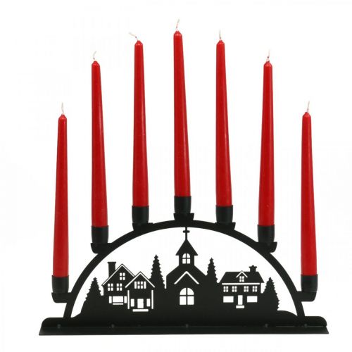 Prodotto Arco portacandele ad arco in metallo nero 40x6cm H18,5cm