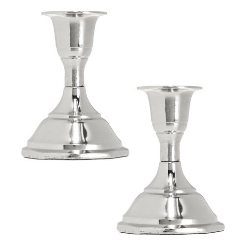 Prodotto Portacandele portacandele in metallo argento H9,5 cm 2 pezzi