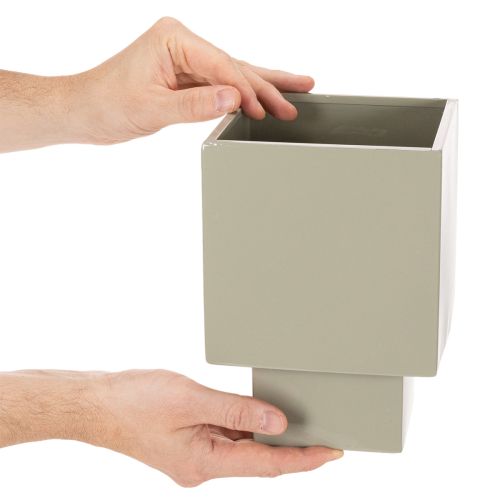 Vaso cubico verde, 22 cm, con supporto rialzato | Floristik24.it