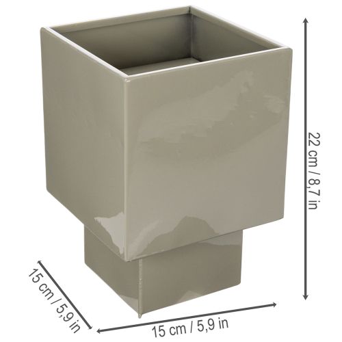 Vaso cubico verde, 22 cm, con
