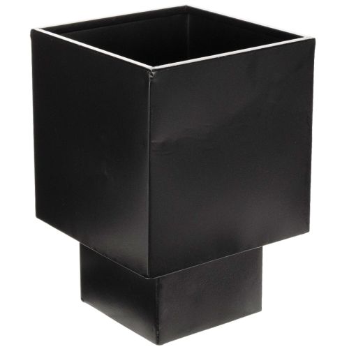 Vaso a cubo nero con base, moderno, 22 cm