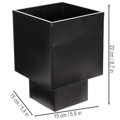 Vaso a cubo nero con base,