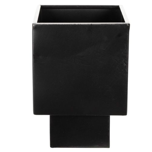 Vaso a cubo nero con base,