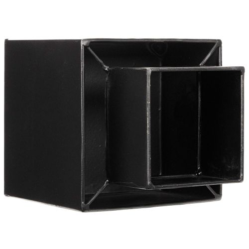 Vaso a cubo nero con base,