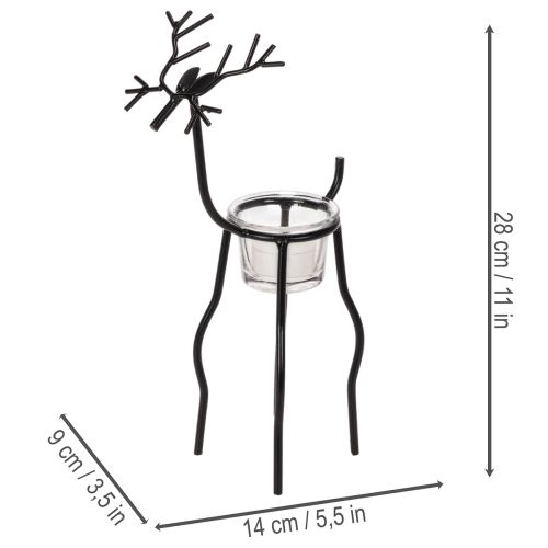 Portacandele a forma di renna con lumino in vetro, 28 cm | Floristik24.it