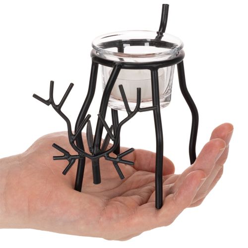Portacandele a forma di renna con lumino in vetro, 15 cm | Floristik24.it