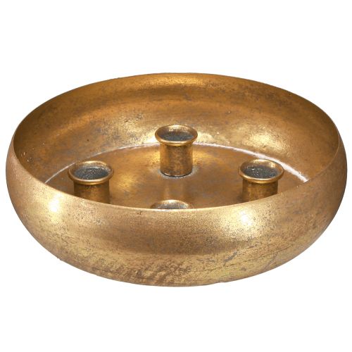 Prodotto Ciotola portacandele per 4 candele a bastoncino aspetto antico oro Ø22cm