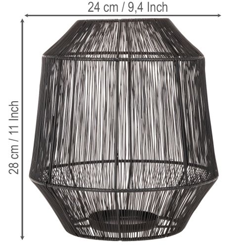 Portacandele nero, lanterna decorativa, cestino in filo metallico, Ø24cm, H28cm | Floristik24.it