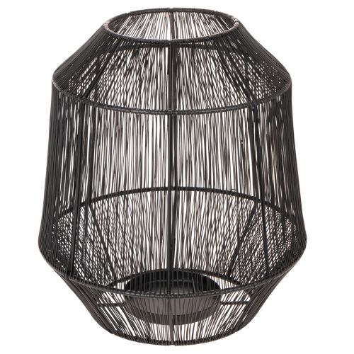 Portacandele nero, lanterna decorativa, cestino in filo metallico, Ø24cm, H28cm | Floristik24.it