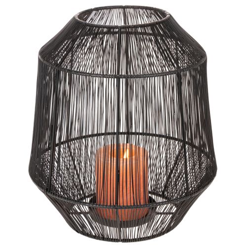 Portacandele nero, lanterna decorativa, cestino in filo metallico, Ø24cm, H28cm | Floristik24.it