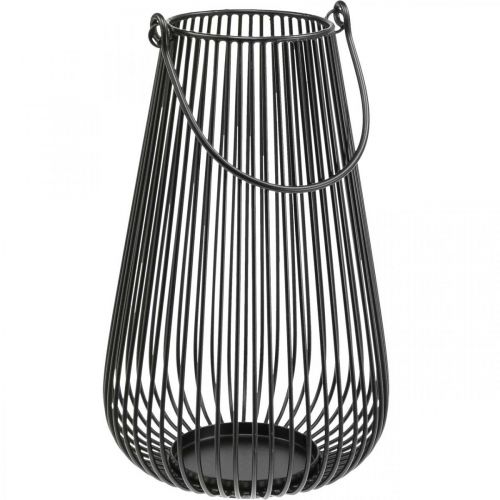 Portacandele lanterna decorativa nera con manico Ø22cm H34cm