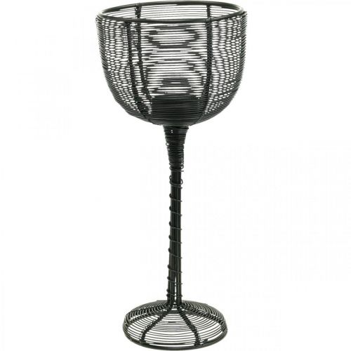 Portacandele decorativo in metallo nero bicchiere da vino Ø10cm H26.5cm