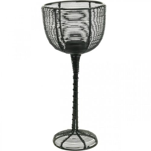 Floristik24 Portacandele decorativo in metallo nero bicchiere da vino Ø10cm H26.5cm