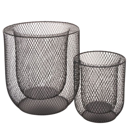 Set di 2 portacandele a cestello in filo metallico nero, Ø28,5/18 cm. acquistare | Floristik24.it