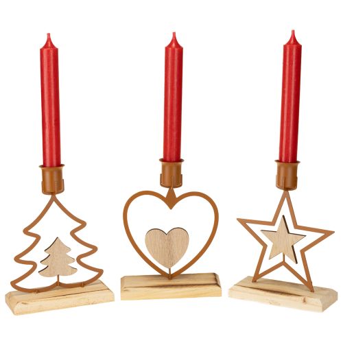Prodotto Candele candeliere stella cuore abete marrone H16,5 cm assortite 3 pezzi