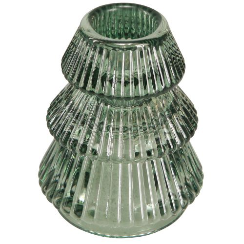 Floristik24 Portacandele Portacandele in vetro per albero di Natale verde Ø6cm H8cm 2pz