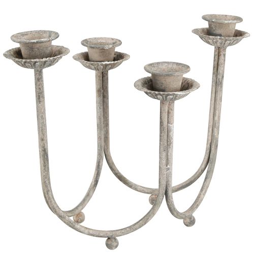 Portacandele per 4 candele a stecco grigio vintage 31×23cm H25cm