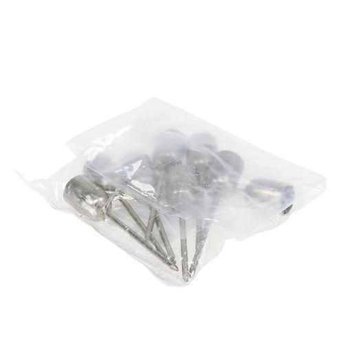 Floristik24 Portacandele per albero candela argento Ø1,2cm H7cm 8 pezzi