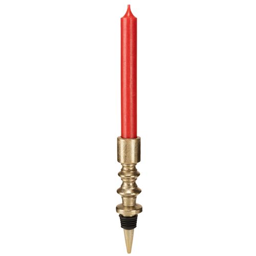 Portacandele per bottiglie in metallo anticato oro chiaro H15cm