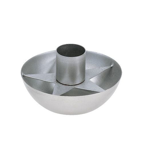 Floristik24 Candeliere per candela conica argento Ø8cm H5cm
