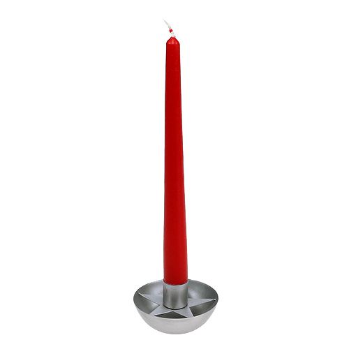 Floristik24 Candeliere per candela conica argento Ø8cm H5cm