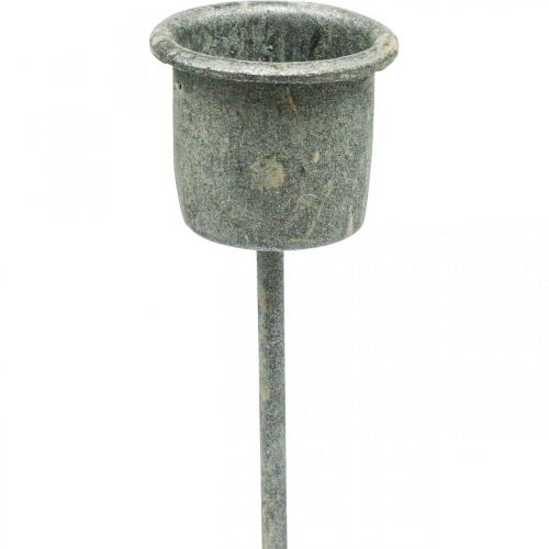 Floristik24 Portacandele a innesto Shabby Chic grigio Ø3cm H8,5cm 8 pz