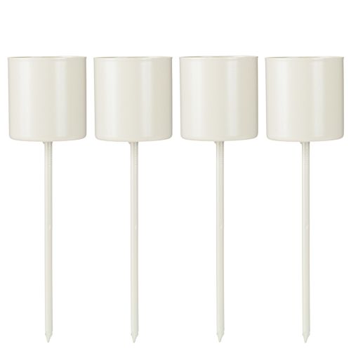 Prodotto Portacandele per candele coniche spesse, metallo, beige, 3,8 x 14 cm, 4 pezzi