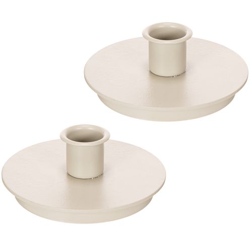 Portacandele rotondi color crema per candele affusolate, decorazione da tavola, 10 cm, 2 pezzi | Floristik24.it