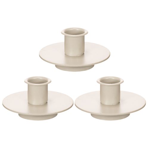 Portacandele in metallo beige opaco, piccolo candeliere per candele affusolate, 8 cm, 3 pezzi | Floristik24.it