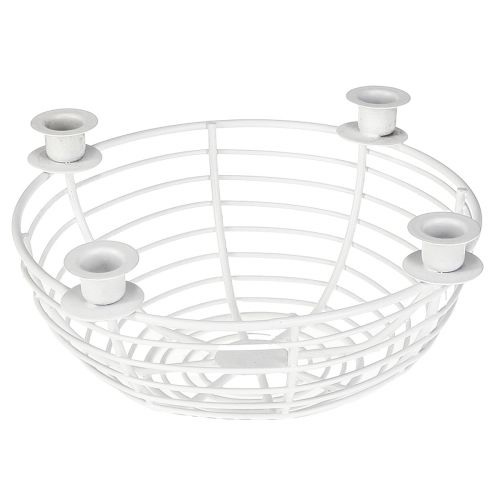 Portacandele in ciotola di metallo decorativo bianco Ø14cm H7cm