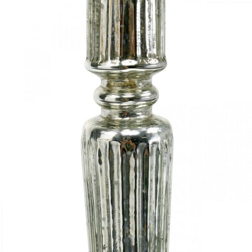 Floristik24 Lanterna Candeliere Vetro Antico Argento Ø11.5cm H42.5cm