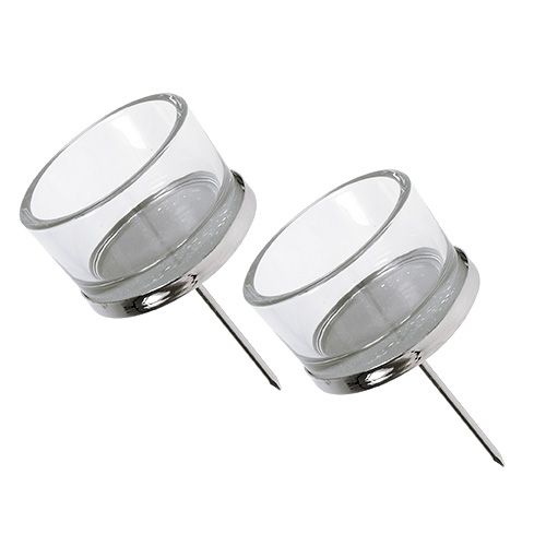 Prodotto Portacandele con vetro argento 4 pz