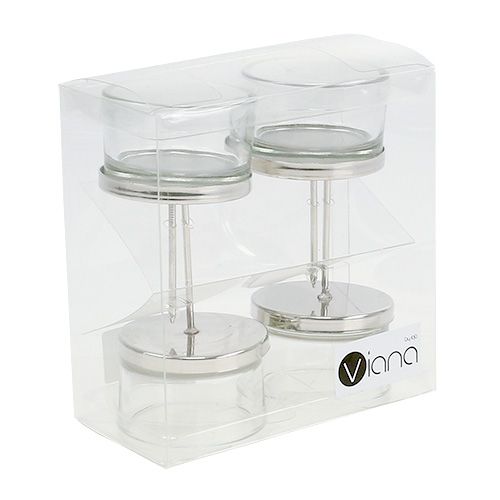 Prodotto Portacandele con vetro argento 4 pz