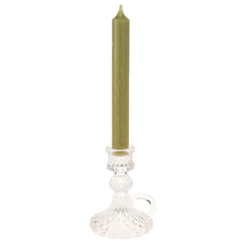 Prodotto Portacandele con manico per candele stick vetro 10,5 cm trasparente 4 pezzi