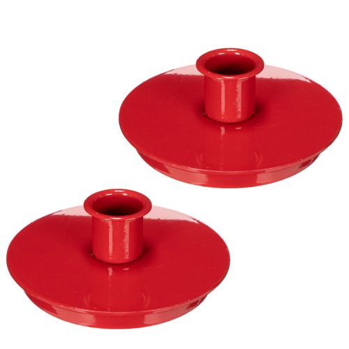 Portacandele compatti in metallo rosso per candele affusolate da 10 cm, 2 pezzi | Floristik24.it