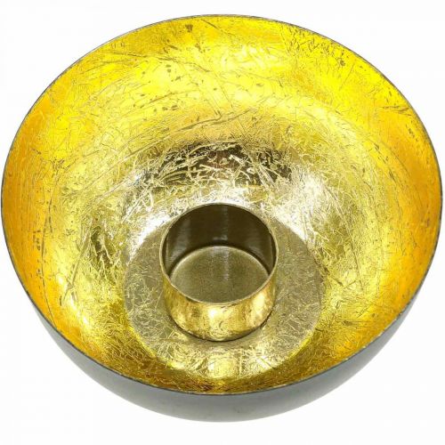 Floristik24 Candeliere Decorazione natalizia in oro nero Ø13cm H6.5cm