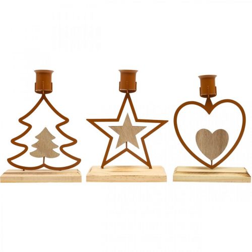 Prodotto Candele candeliere stella cuore abete marrone H16,5 cm assortite 3 pezzi