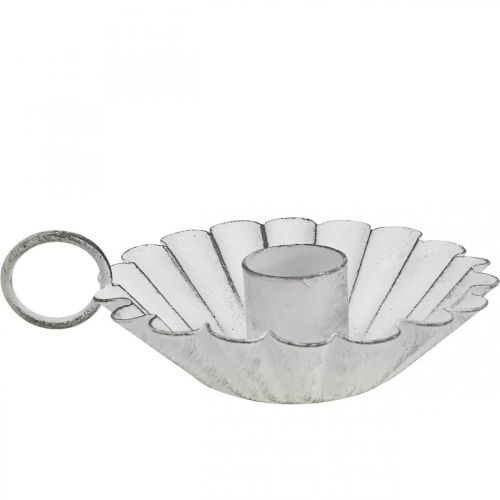 Floristik24 Candeliere Shabby Chic Metallo Bianco Deco Ø9,5cm H3cm