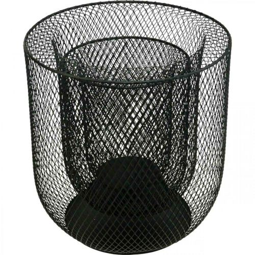 Prodotto Cestino portacandele in filo di metallo nero Ø28,5/18cm set di 2