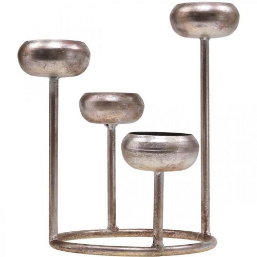 Floristik24 Candeliere antico candeliere argento 4 fiamme Ø19cm