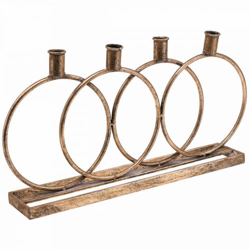 Floristik24 Portacandela a stelo portacandele vintage 4 fiamme dorato L45cm