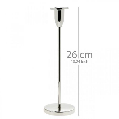 Floristik24 Candeliere in metallo argentato decoro candeliere moderno H26cm