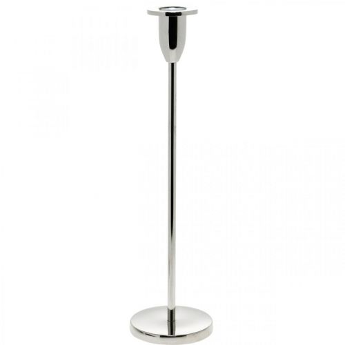 Prodotto Candeliere candeliere in metallo argentato decoro per candele stecco H31cm