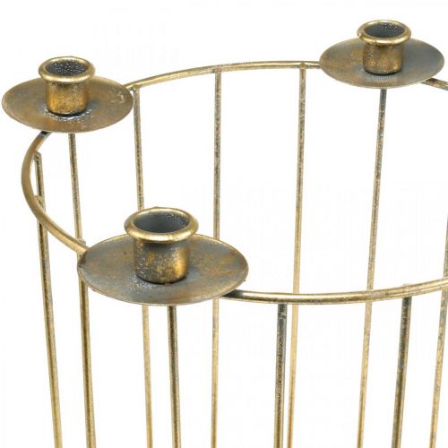 Floristik24 Corona dell&#39;Avvento da riempire, portacandele per Natale, decorazione in metallo dorato, aspetto antico Ø26cm H39cm